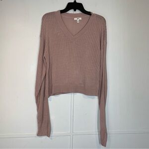 BP Reagan V-neck Rib Sweater in Pink Smoke